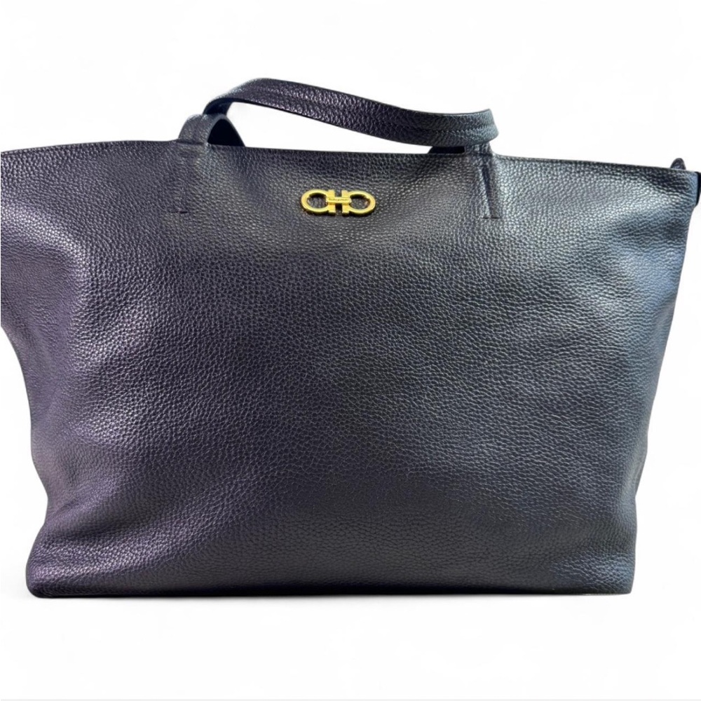 Salvatore Ferragamo deep Navy Blue Leather Tote